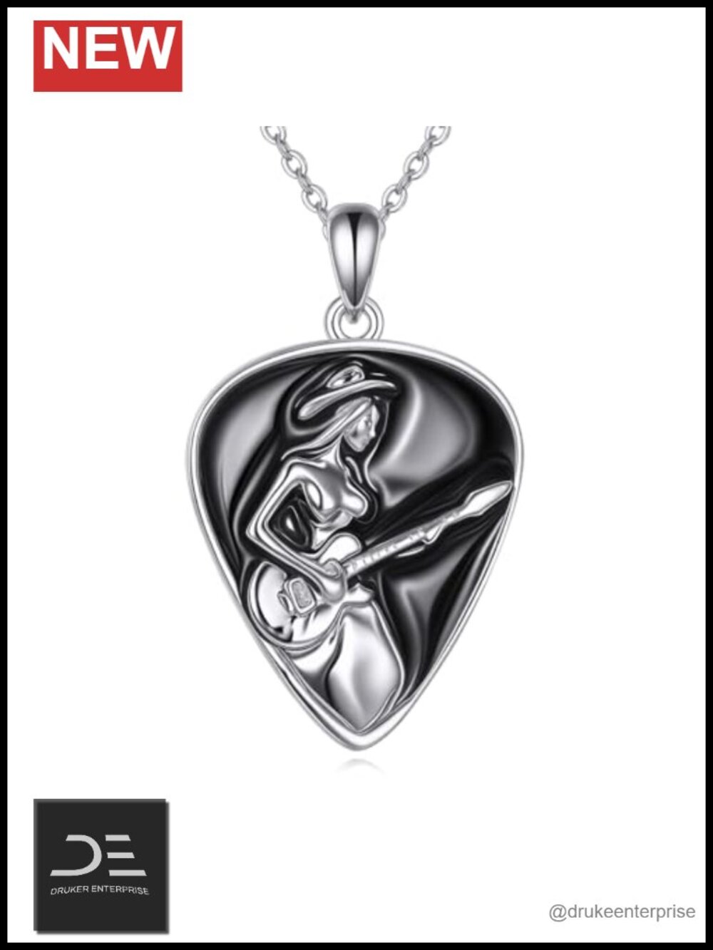 925 Sterling Silver Guitar Pick Pendant Necklace Minimalist Music Jewelry Gift